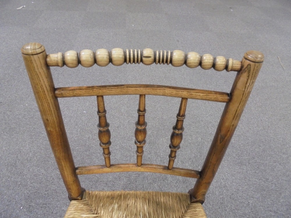 Set six ash and elm Country English kitchen-dining chairs View V