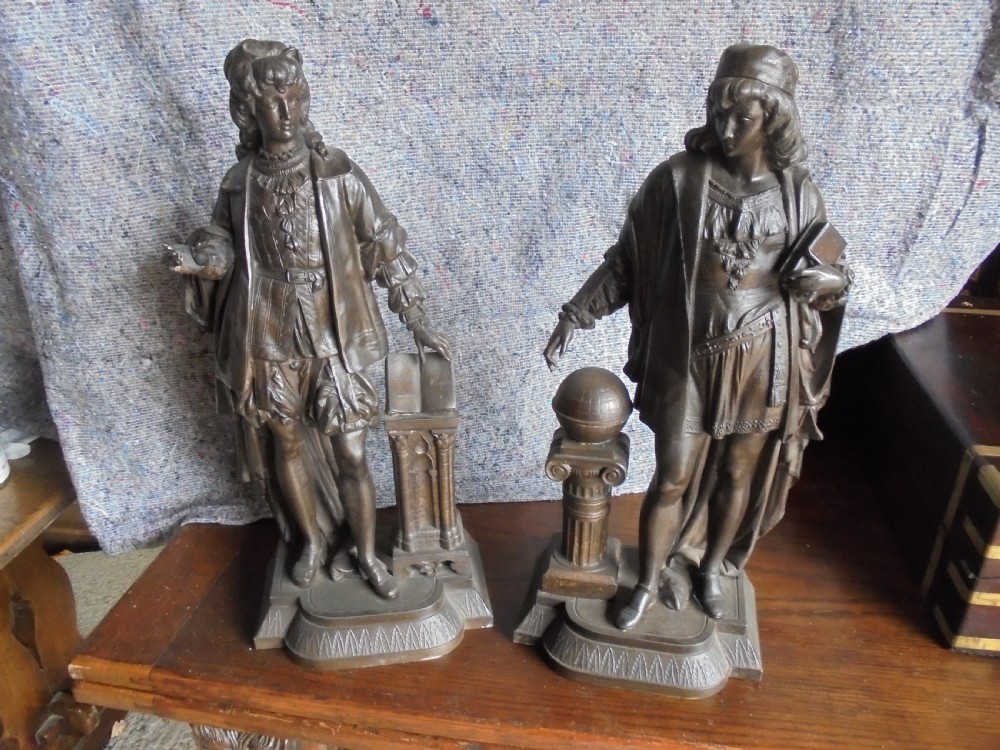Pair of spelter figures depicting scholars