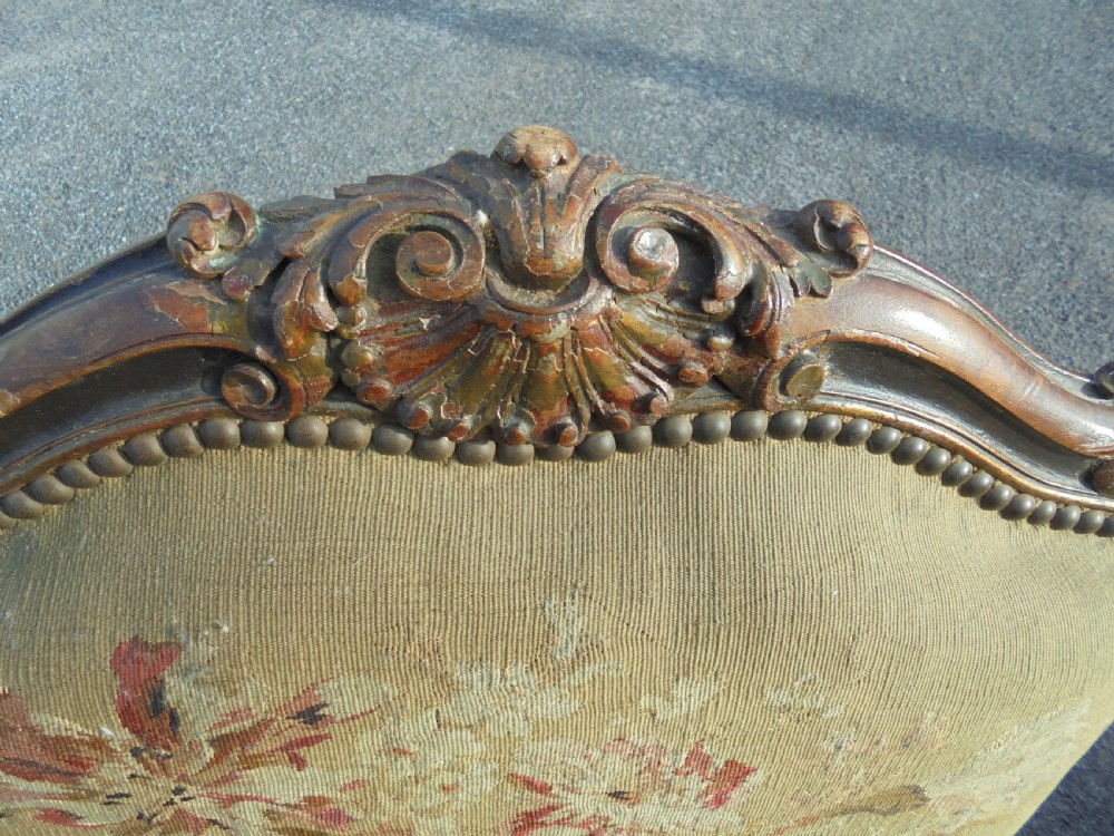 French 19th century  partly gilded walnut chairs with tapestry . View X