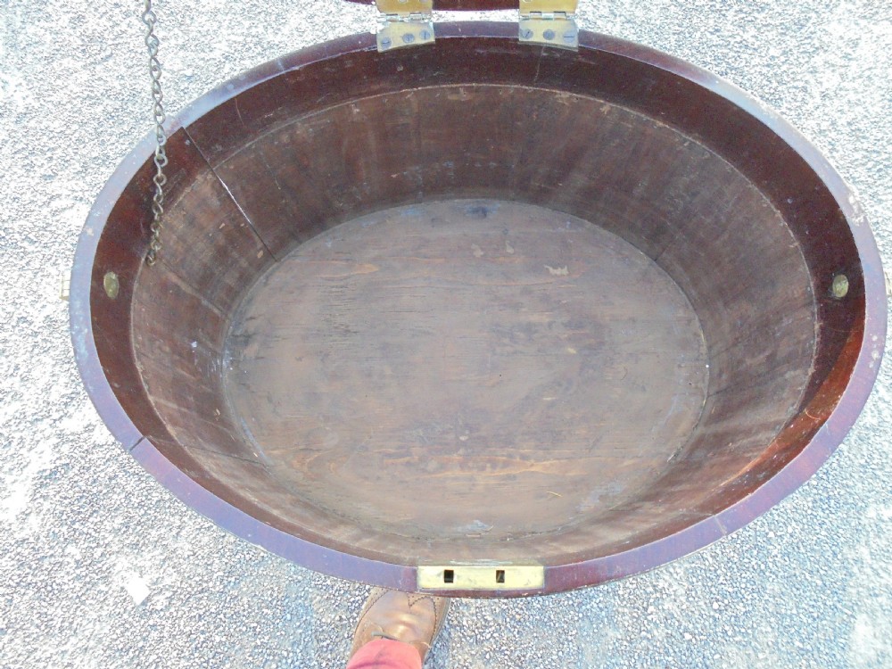 18th century oval brass bound cellarette View IV