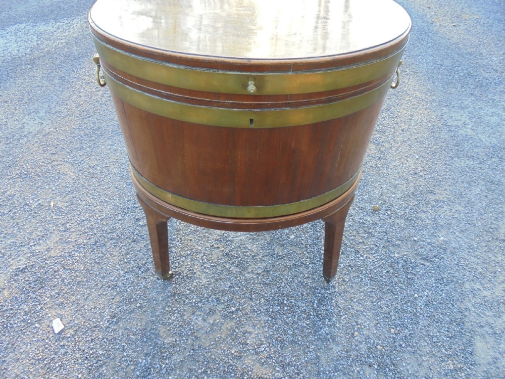 18th century oval brass bound cellarette View VI