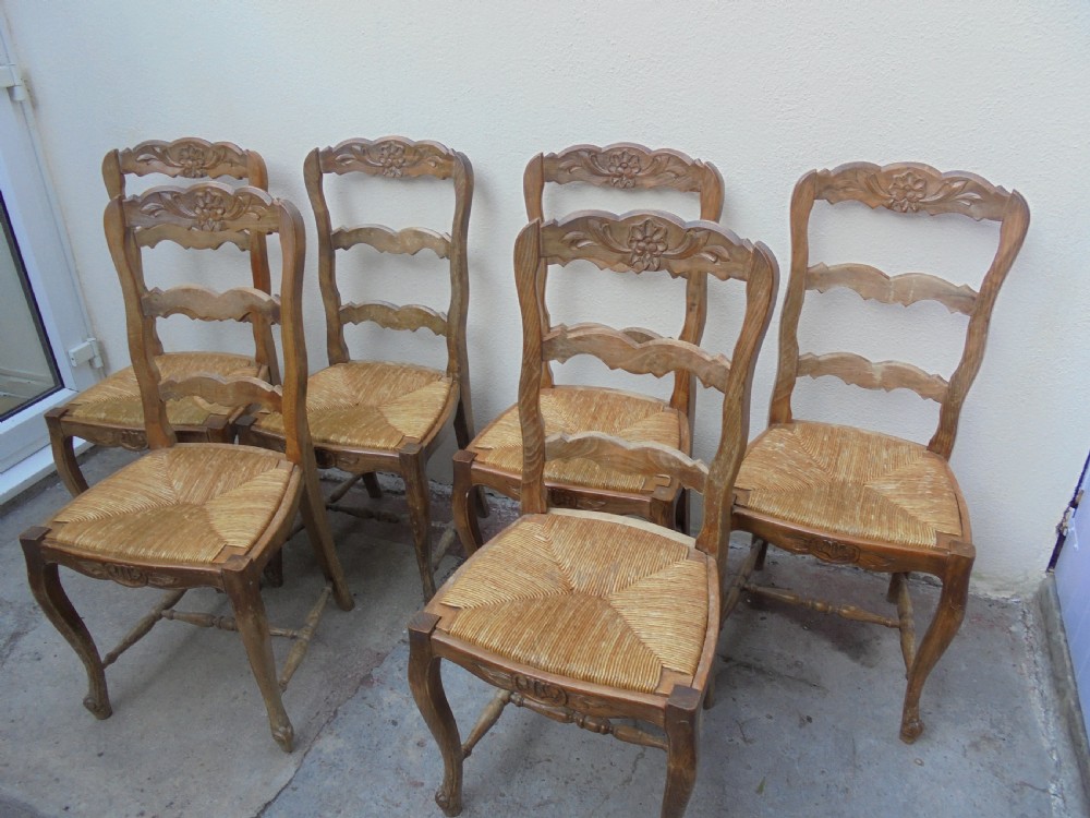 Set six French country kitchen-dining chairs