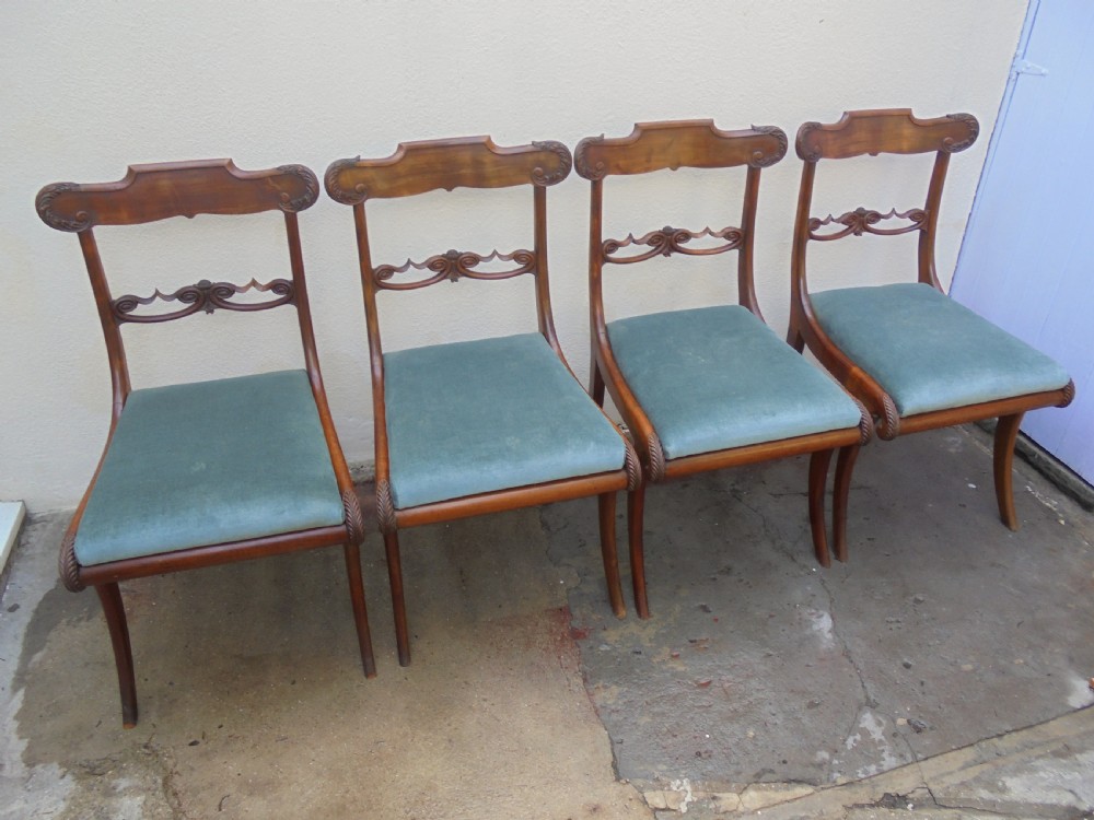 Set of four Regency solid satinwood dining chairs View II