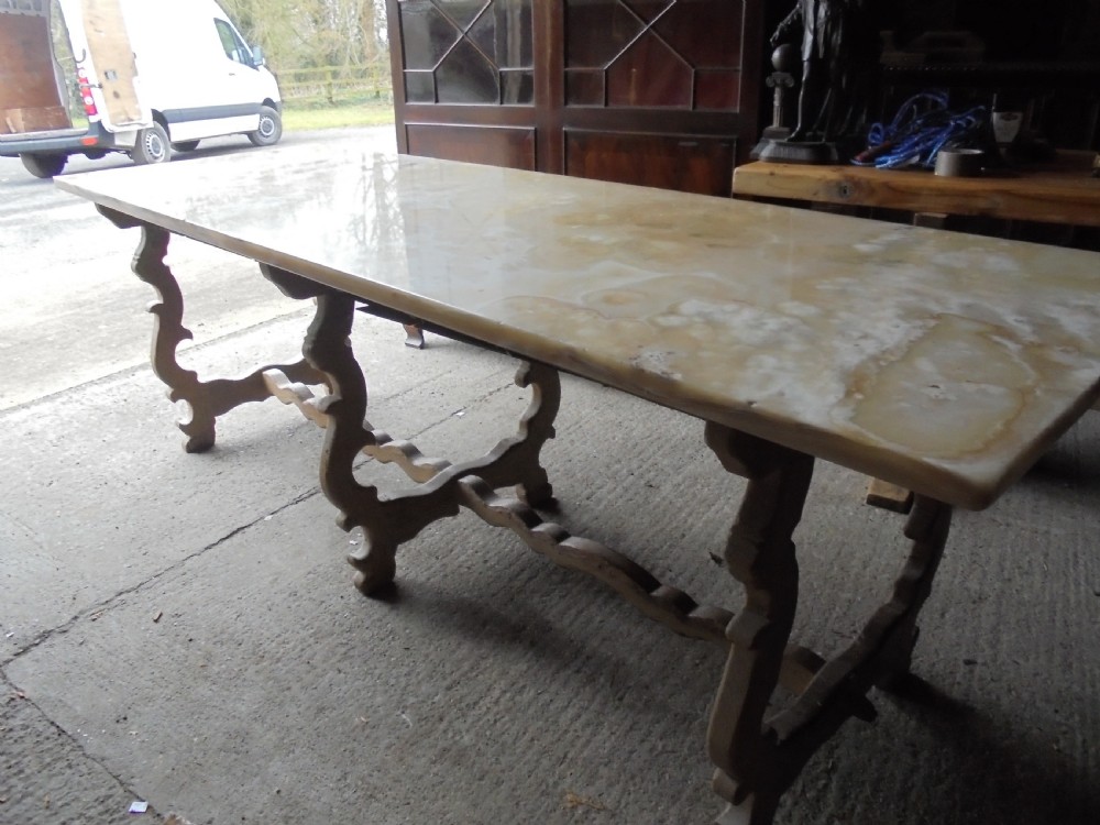 19th century Italian  marble top dining table. Seats 10