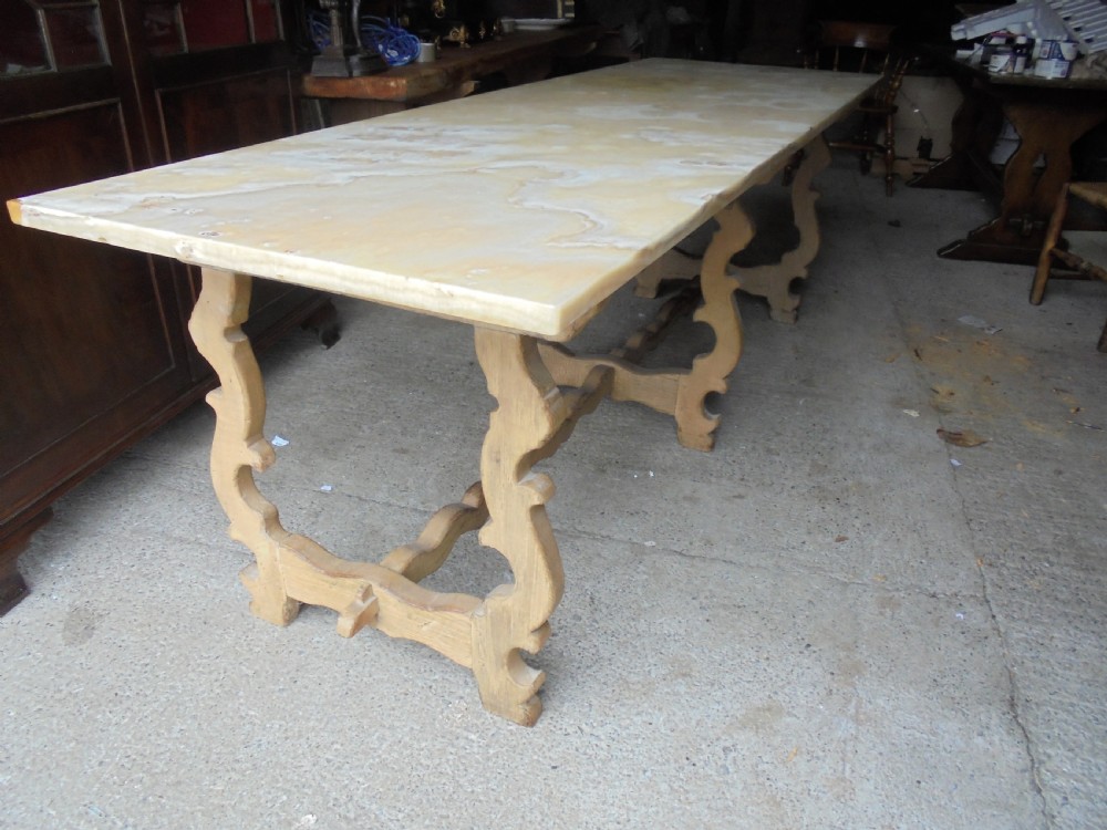 19th century Italian  marble top dining table. Seats 10 View IV