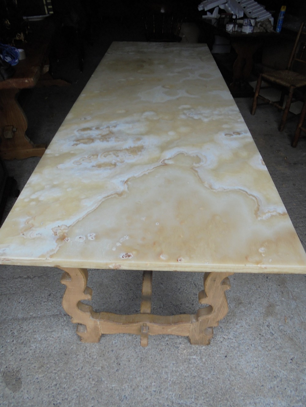 19th century Italian  marble top dining table. Seats 10 View VI