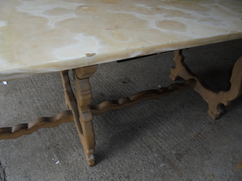 19th century Italian  marble top dining table. Seats 10 View VIII