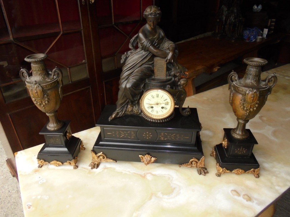 French three piece clock garniture Paris maker View II