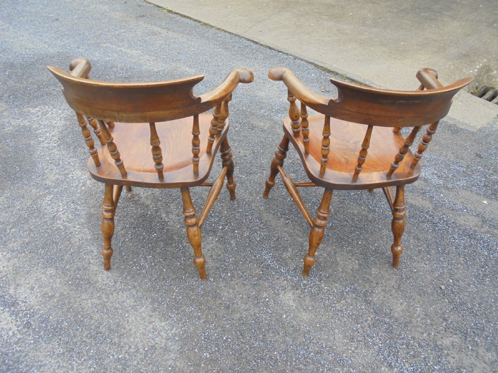 Fine pair elm smokers bow or Captain's chairs View II