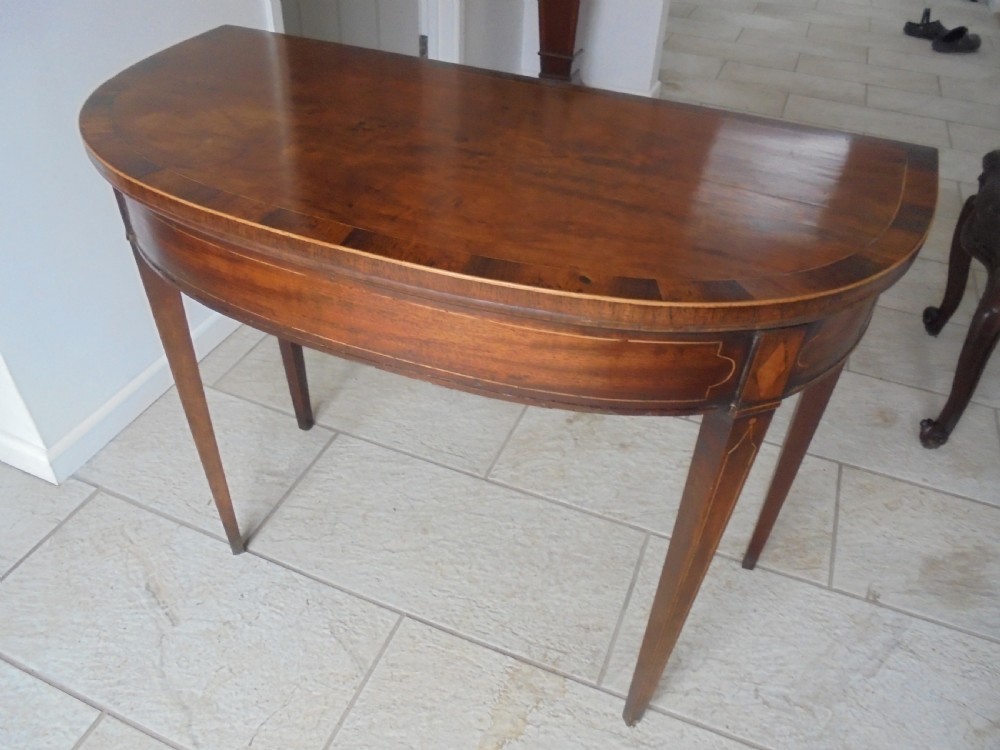 Regency mahogany demi lune card table View III