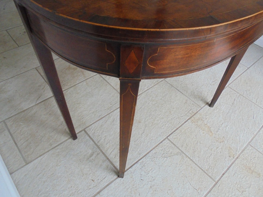 Regency mahogany demi lune card table View IV