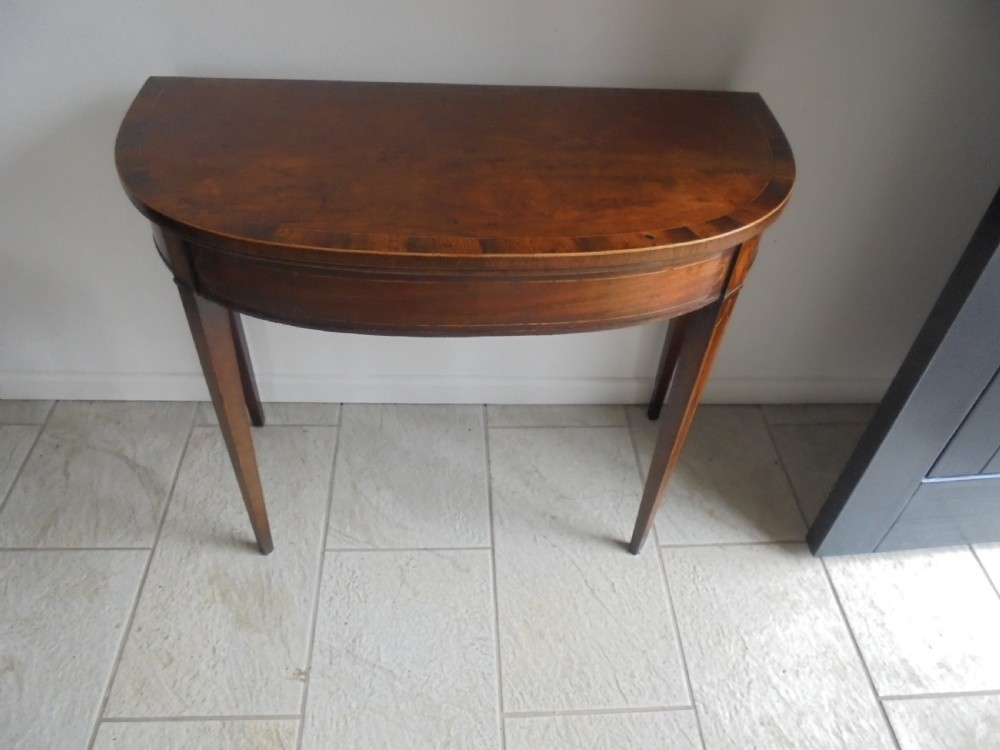 Regency mahogany demi lune card table View VII