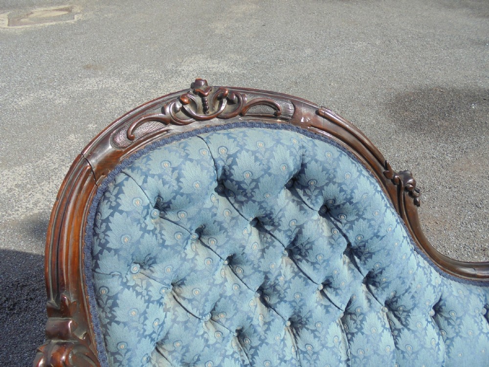 Victorian walnut salon chaise longue View VII