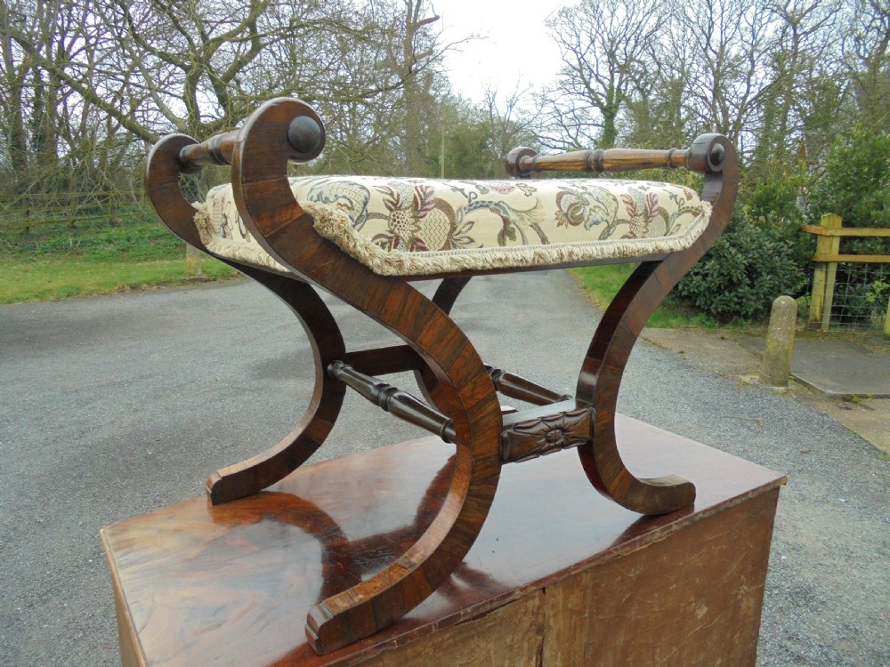  Victorian rosewood  cross frame  footstool-dressing table stool View III