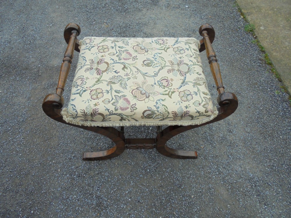  Victorian rosewood  cross frame  footstool-dressing table stool View IV