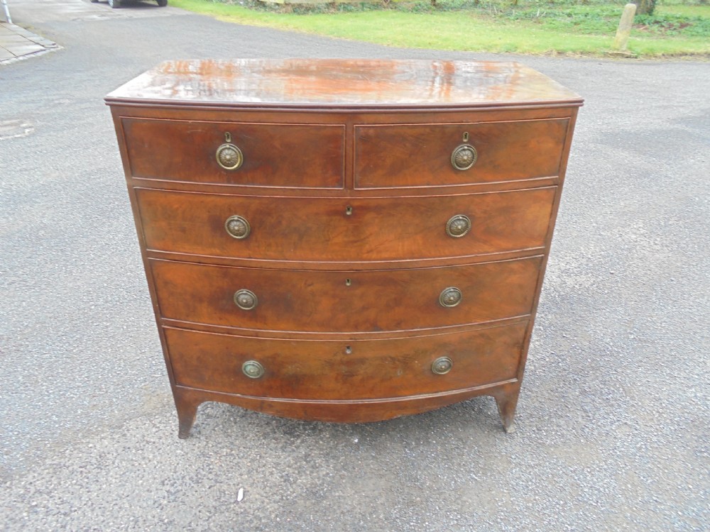 18th century mahogany bow fronted chest of drawers
