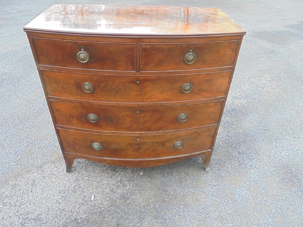 18th century mahogany bow fronted chest of drawers View II