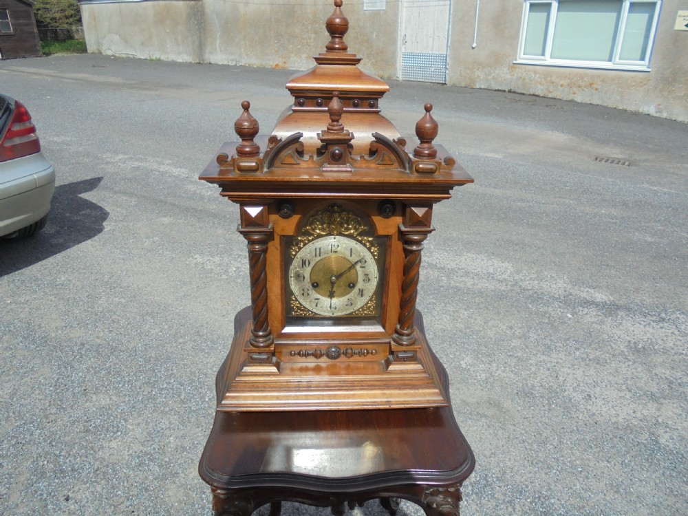 Ornate Victorian walnut mantle clock