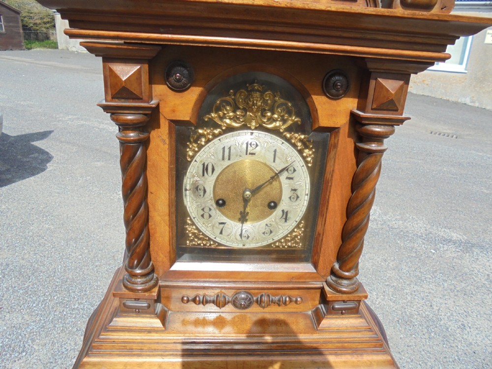 Ornate Victorian walnut mantle clock View III