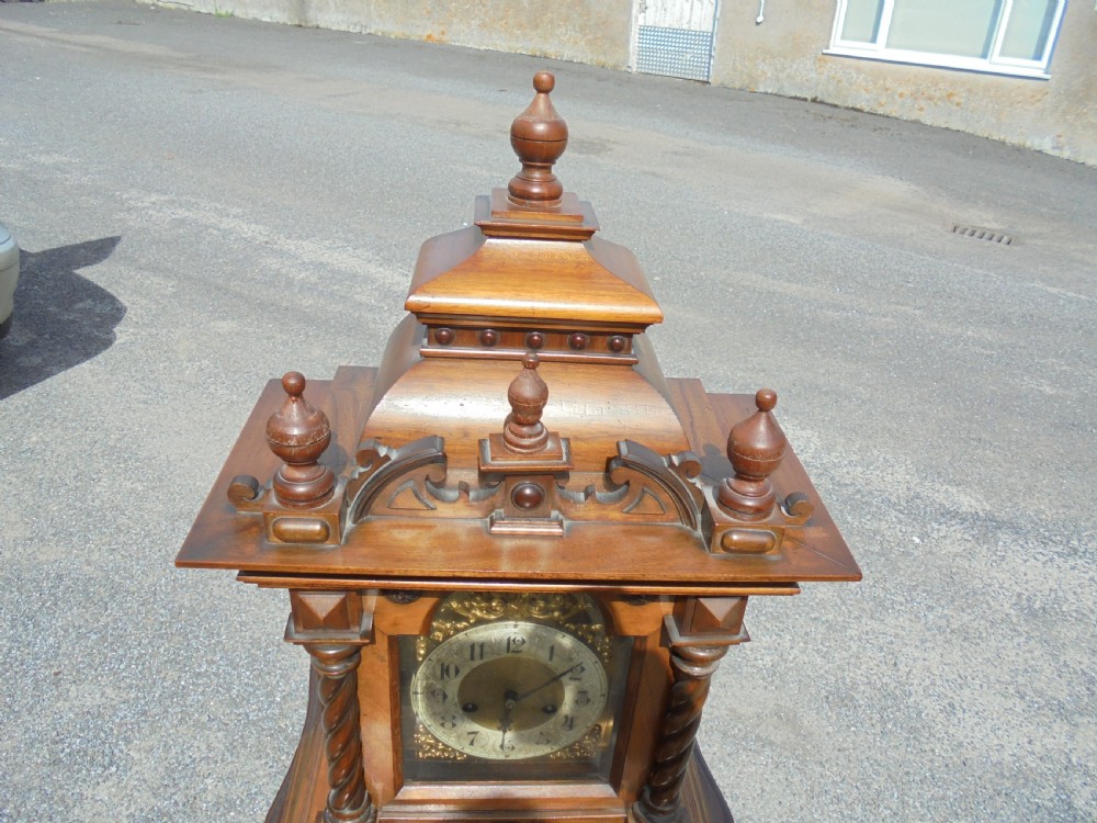 Ornate Victorian walnut mantle clock View IV