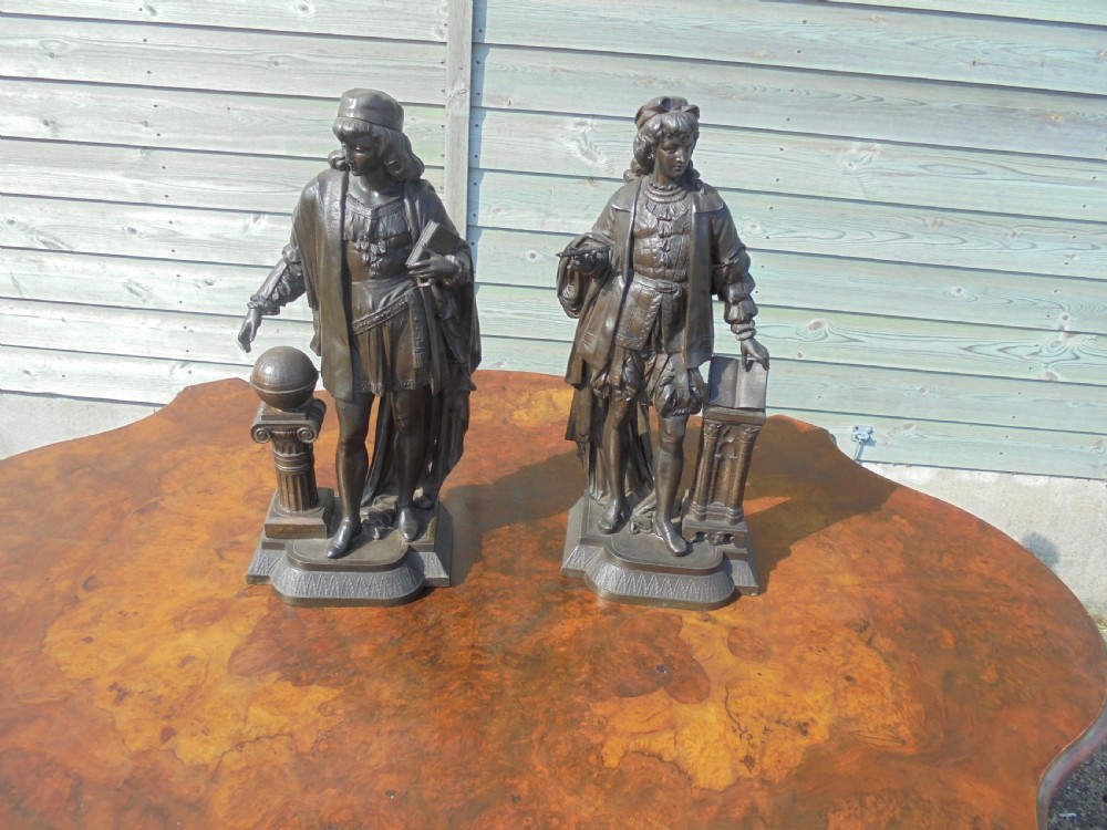 Pair of Victorian spelter figures of scholars