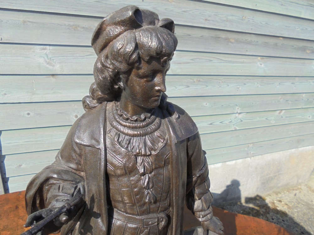 Pair of Victorian spelter figures of scholars View IV