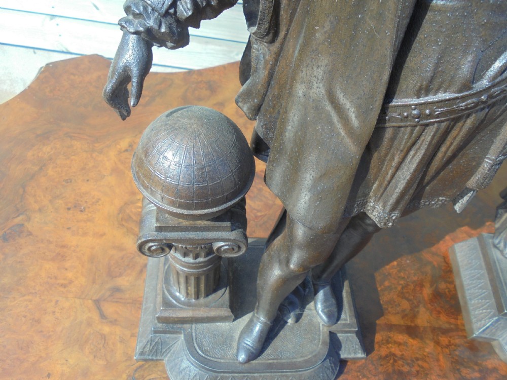 Pair of Victorian spelter figures of scholars View VI