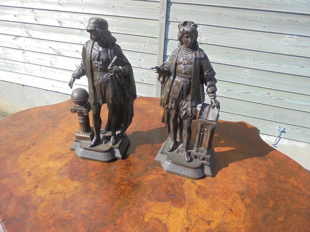 Pair of Victorian spelter figures of scholars View VII