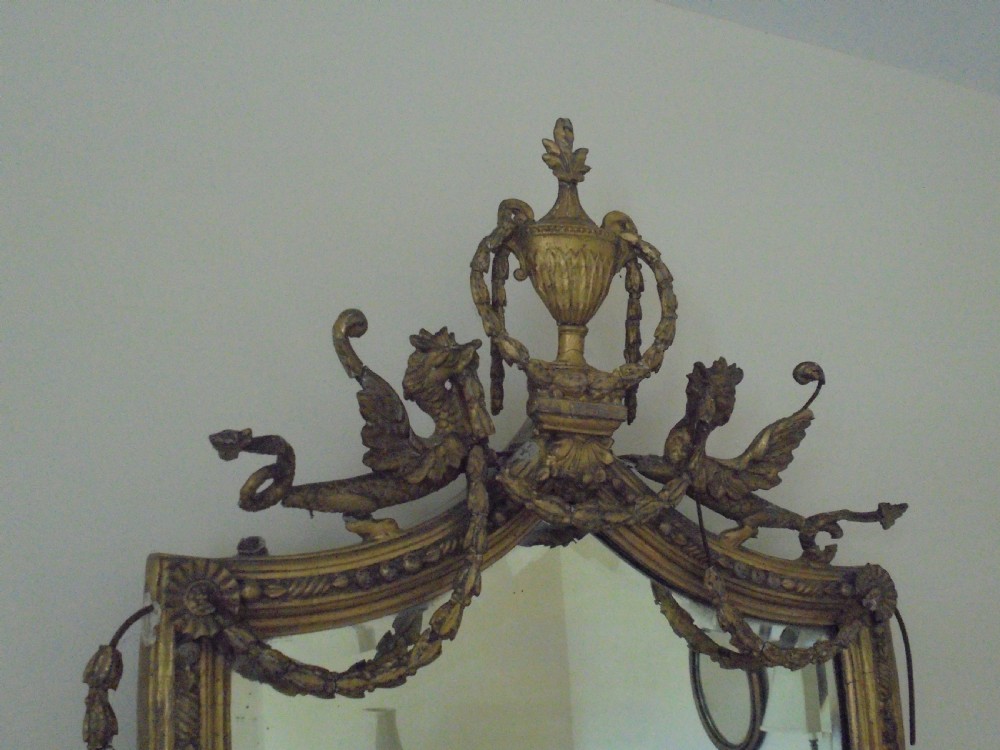 18th century shield shaped gilded mirror View III