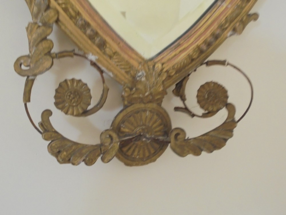 18th century shield shaped gilded mirror View V