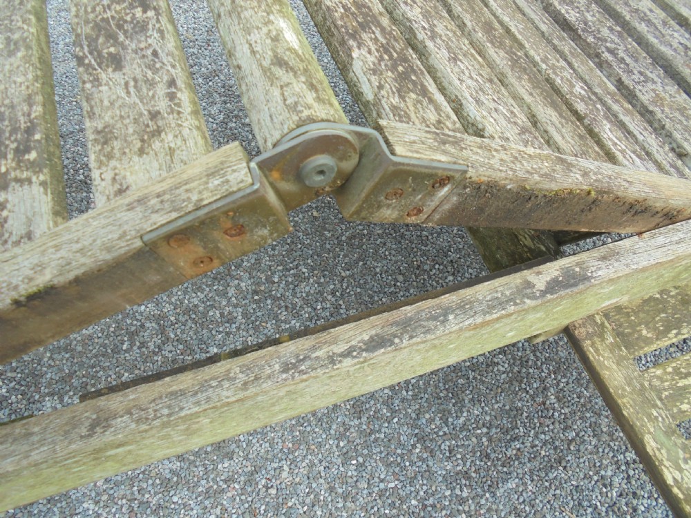 Pair  of wooden reclining garden loungers View V