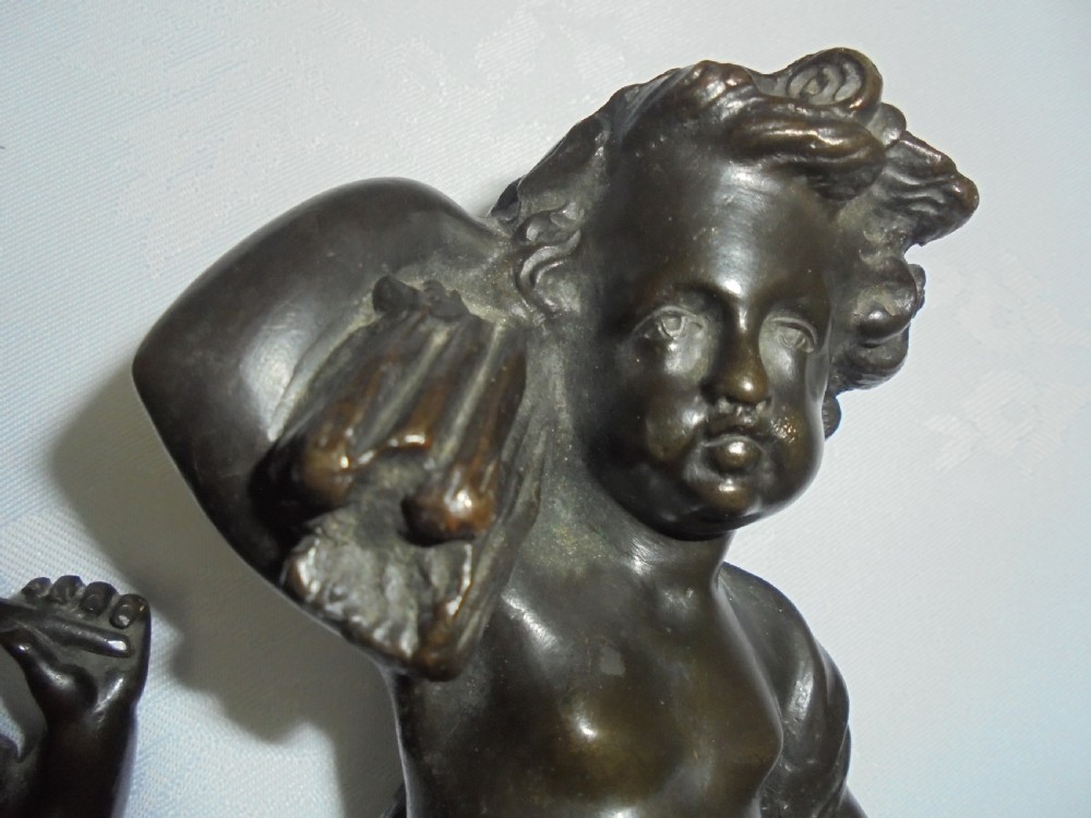 Pair 19th century bronzes of children harvesting View III