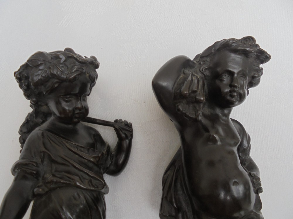 Pair 19th century bronzes of children harvesting View IV