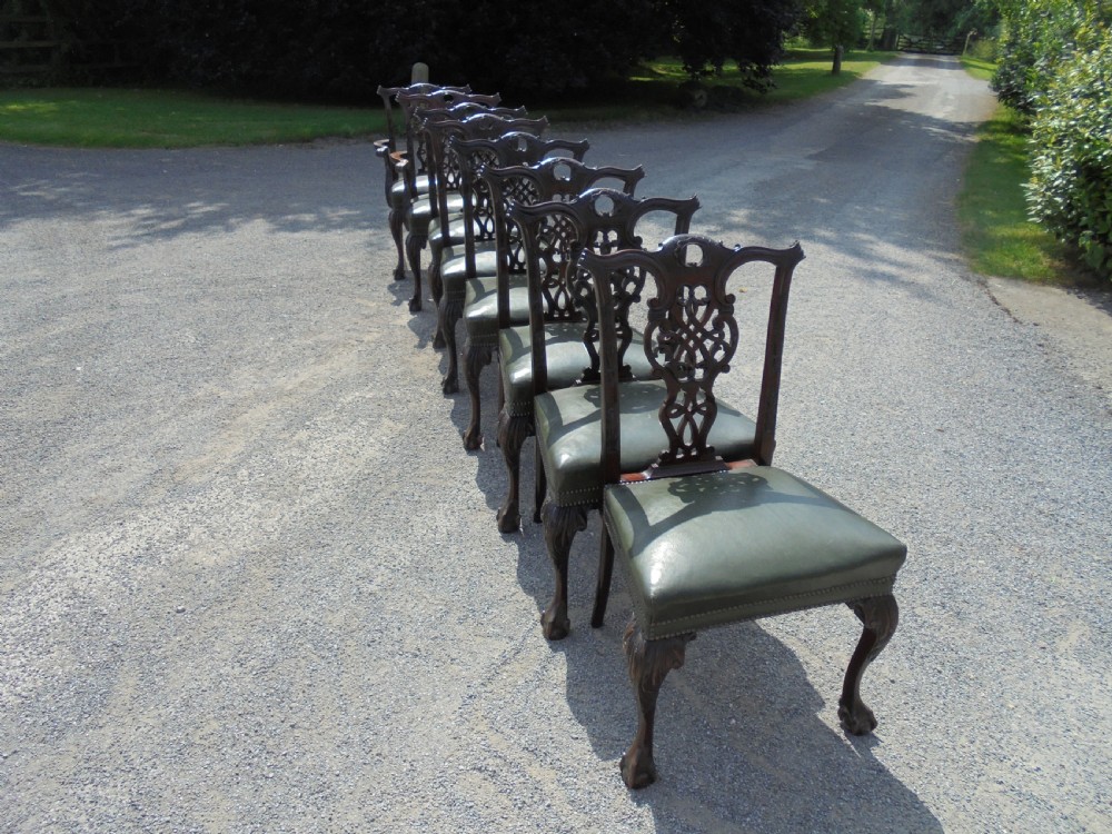 Set of eight Chippendale style ball and claw dining chairs View VIII