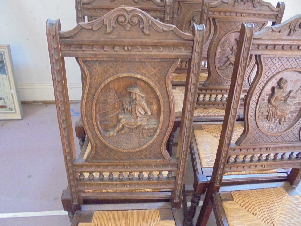 Set of eight French walnut marriage chairs View IV