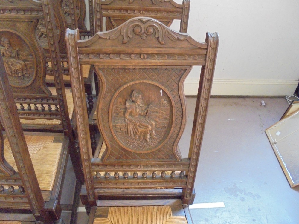 Set of eight French walnut marriage chairs View V