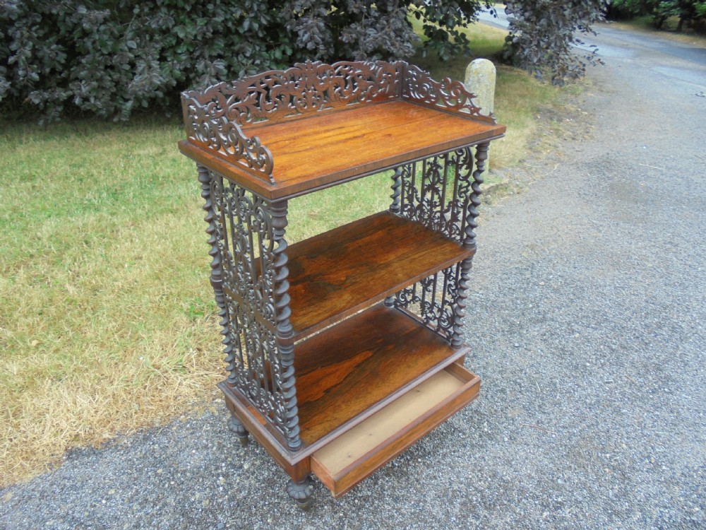 19th century rosewood three tier canterbury shelves View IV