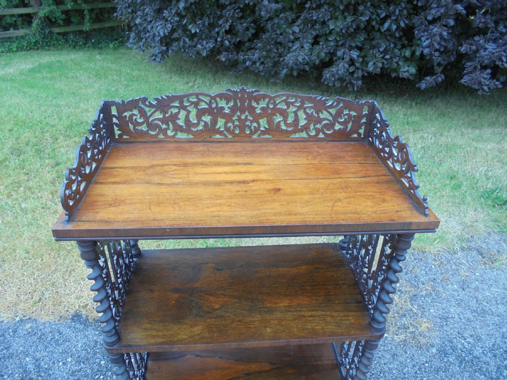 19th century rosewood three tier canterbury shelves View V
