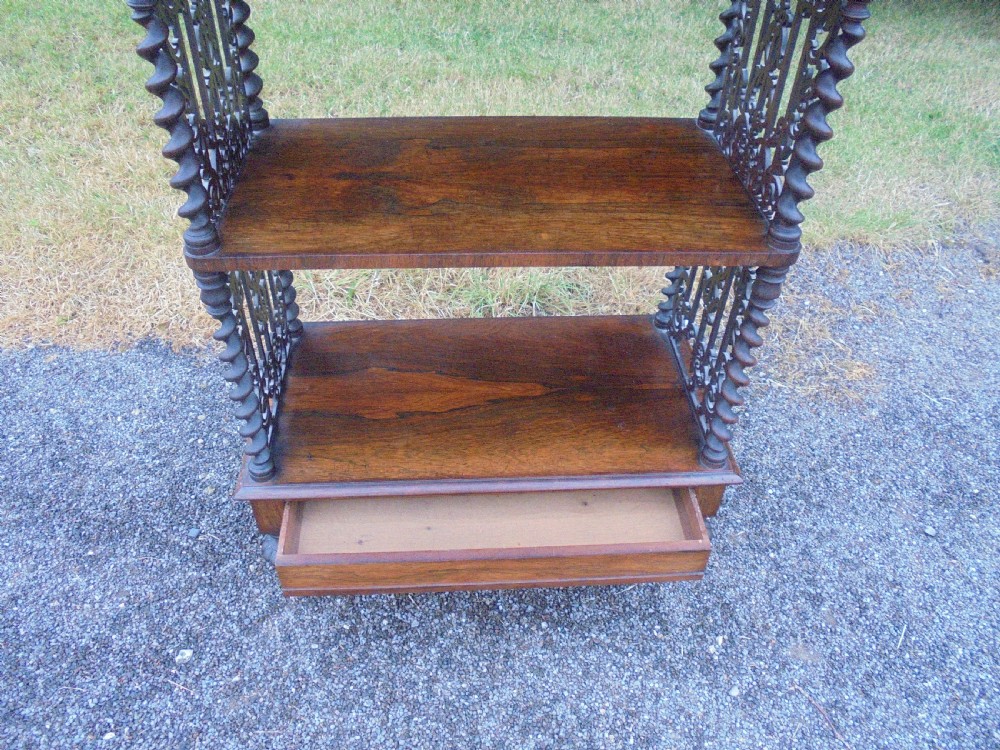 19th century rosewood three tier canterbury shelves View VI