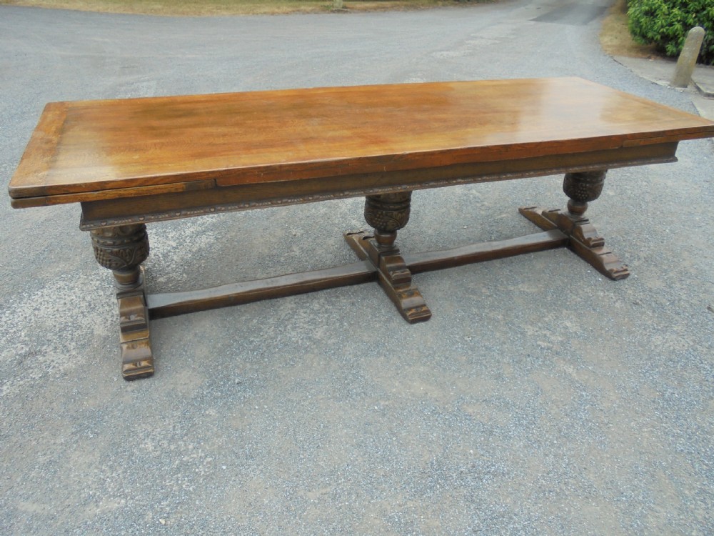 Oak refectory farmhouse kitchen dining room table  seats fourteen View III