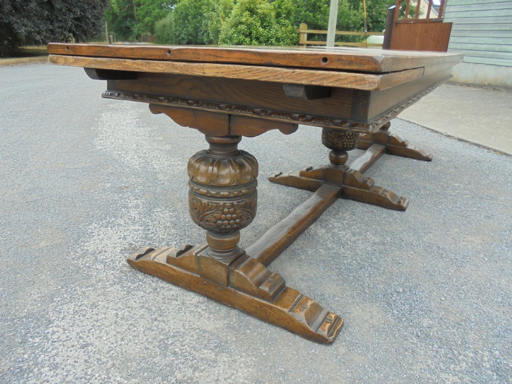 Oak refectory farmhouse kitchen dining room table  seats fourteen View IV