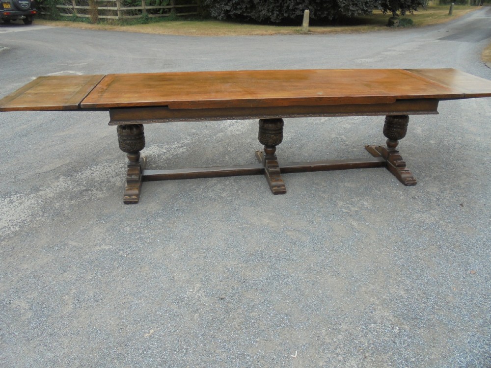 Oak refectory farmhouse kitchen dining room table  seats fourteen View V