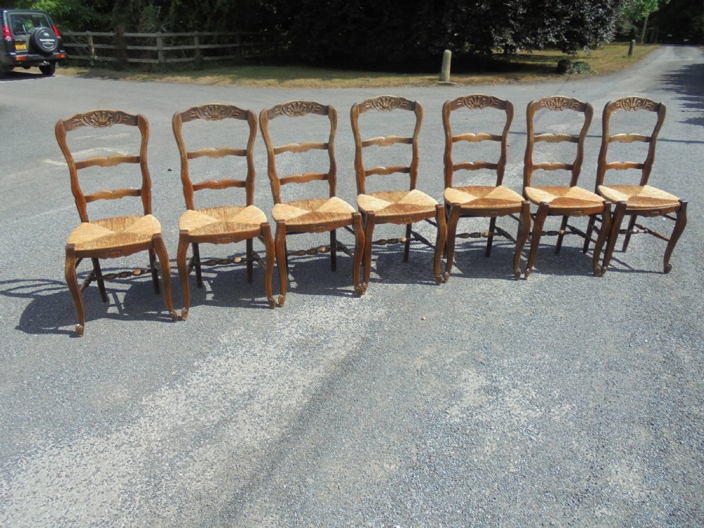 Set of seven French dining kitchen chairs