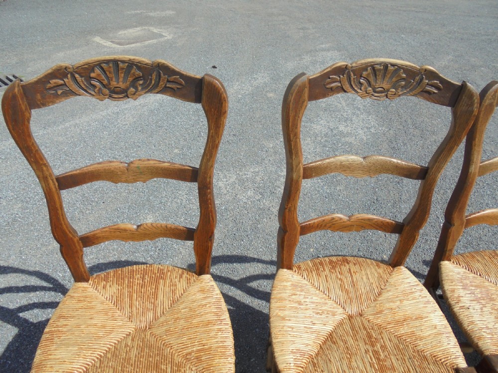 Set of seven French dining kitchen chairs View II
