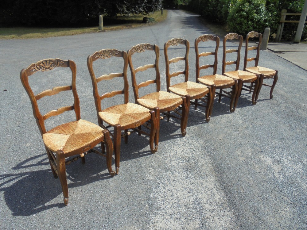 Set of seven French dining kitchen chairs View III