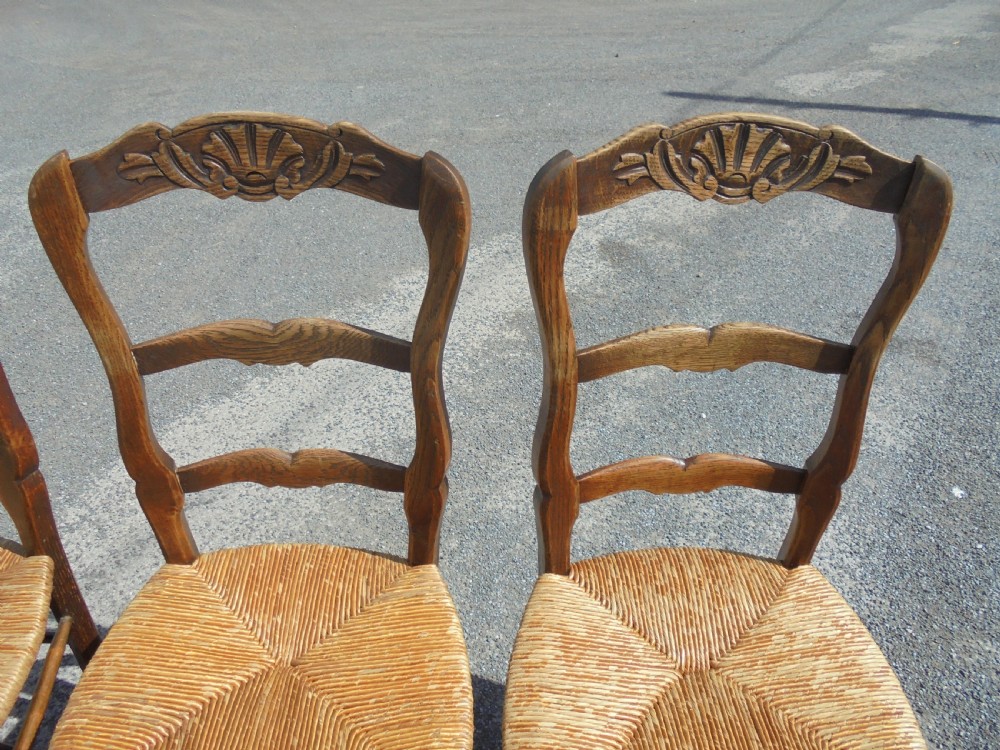 Set of seven French dining kitchen chairs View VI