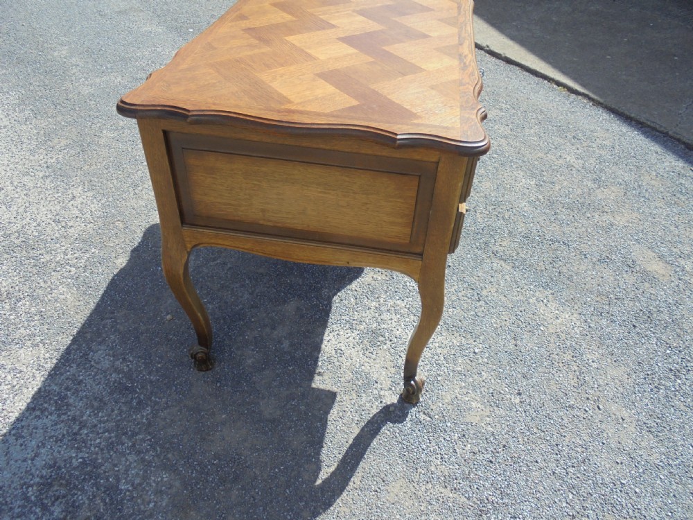 French parquetry top kneehole writing desk View II