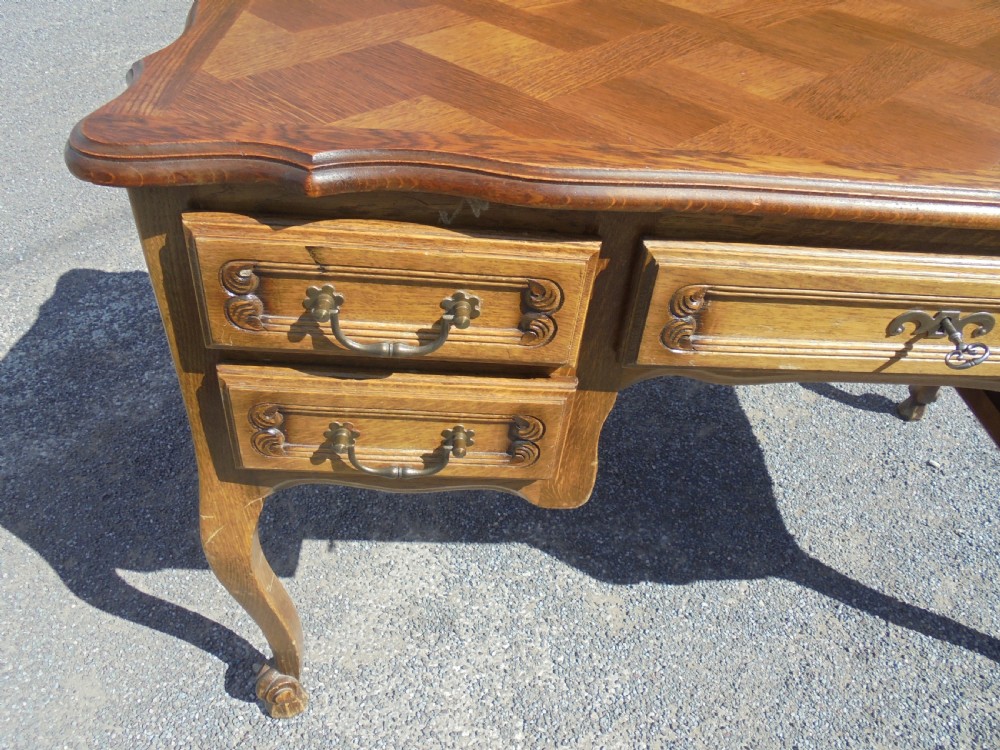 French parquetry top kneehole writing desk View III