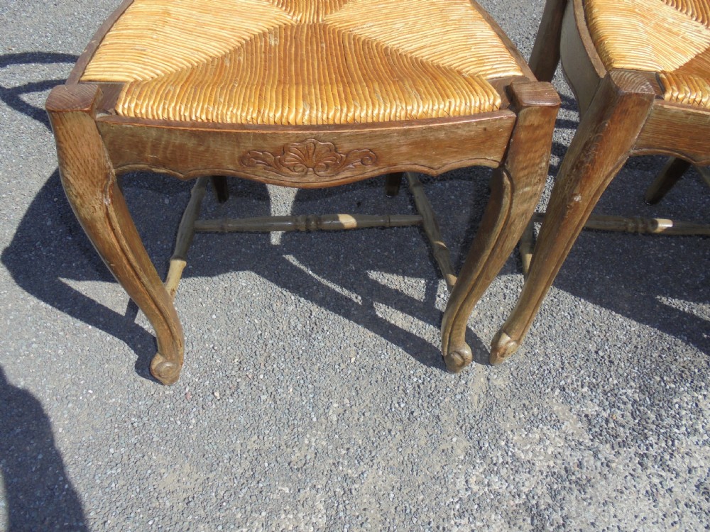 Set of six French walnut dining kitchen chairs View V