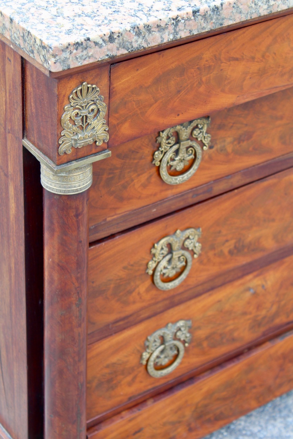 French Empire Mahogany Marble Top Chest View V
